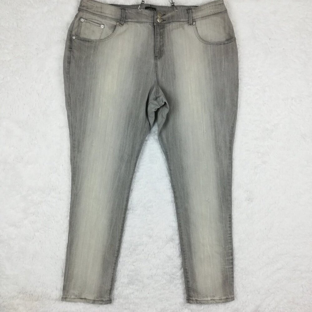 Jane Doe Womens Jeans Skinny Denim Gray Wash Distressed‎ Stretch Plus 24